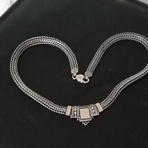 Sterling-Style Silver Chain Statement Necklace - Silver